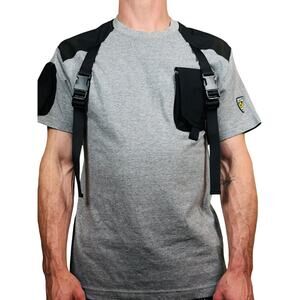 Life Code Techwear Pocket Strap T Shirt Mens Small Gray Black Logo Streetwear